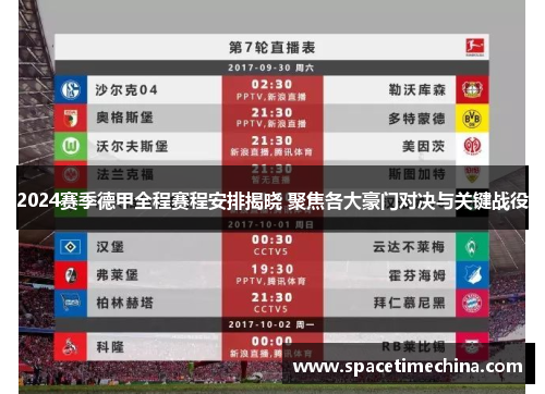 2024赛季德甲全程赛程安排揭晓 聚焦各大豪门对决与关键战役